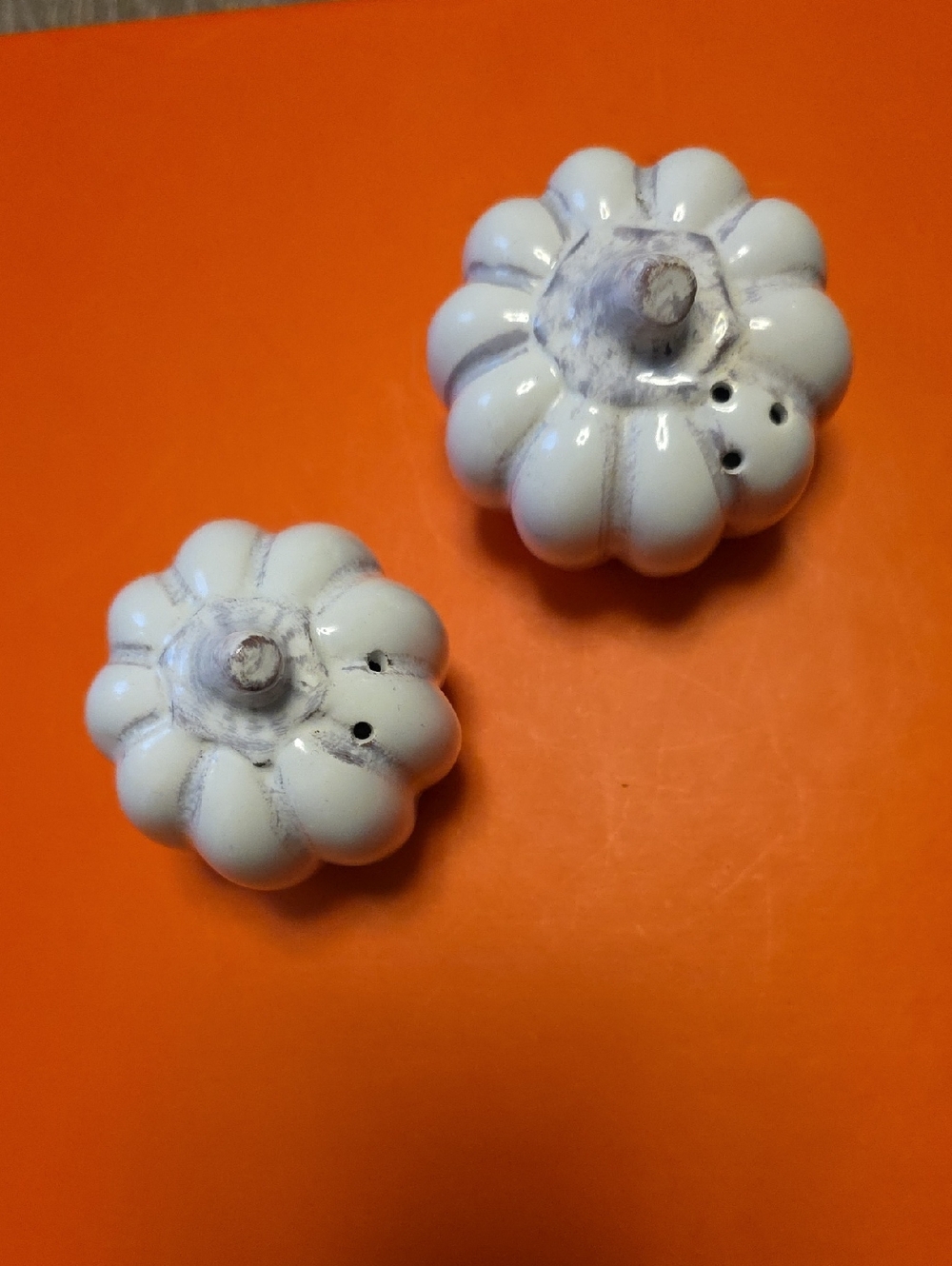 White Ceramic Pumpkin Salt and Pepper Shaker Set -